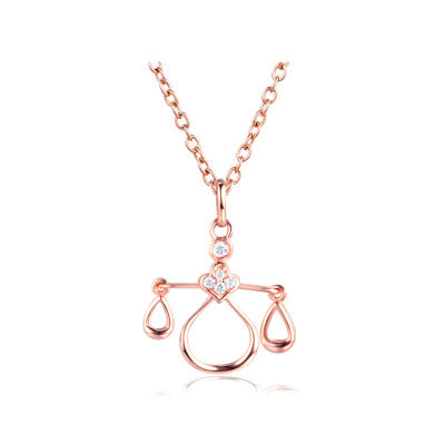 South Korea 14K zircon / Diamond Pendant 18K Libra clavicular chain rose gold ornaments