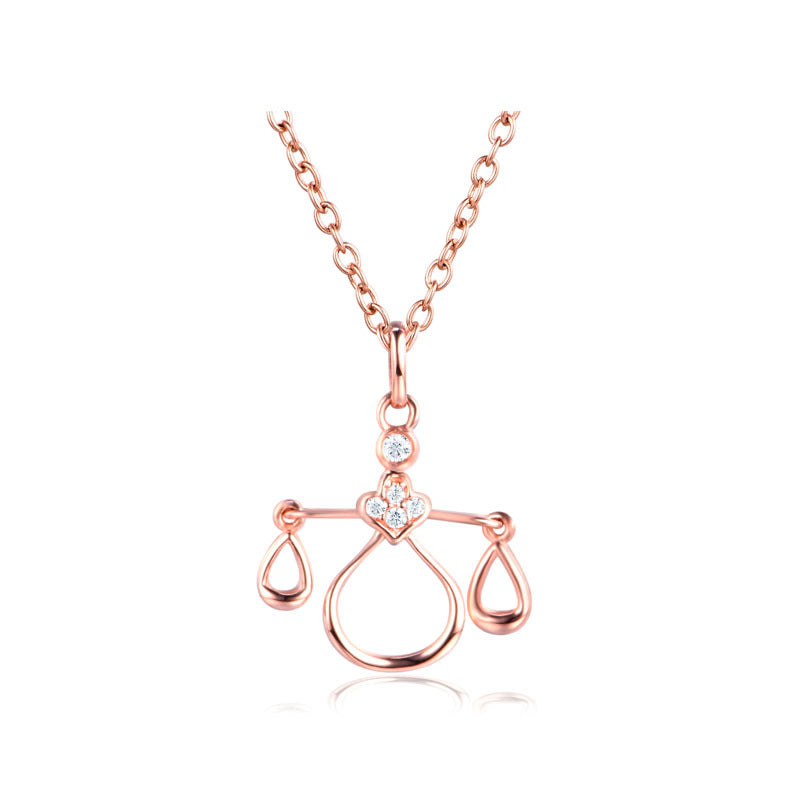 South Korea 14K zircon / Diamond Pendant 18K Libra clavicular chain rose gold ornaments
